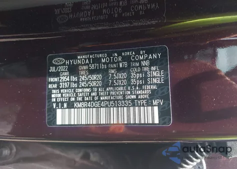 2023 Hyundai Palisade Sel from USA, damaged, VIN KM8R4DGE4PU513335